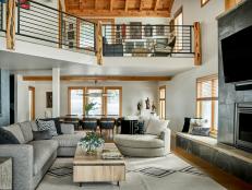 Neutral Contemporary Great Room With Natural Textures Throughout