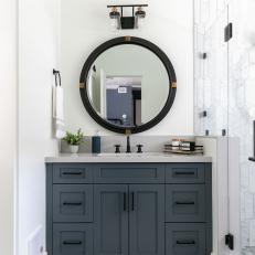 Modern White, Gray, Black Bathroom