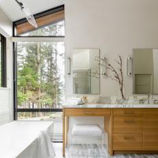 Neutral Contemporary Bathroom With Clear Stool
