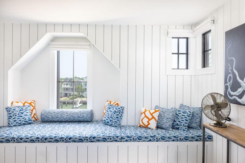 Nautical-Themed Window Bench With Coastal View