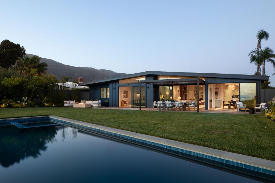 Mid-Century Modern Exterior and Outdoor Space With Pool