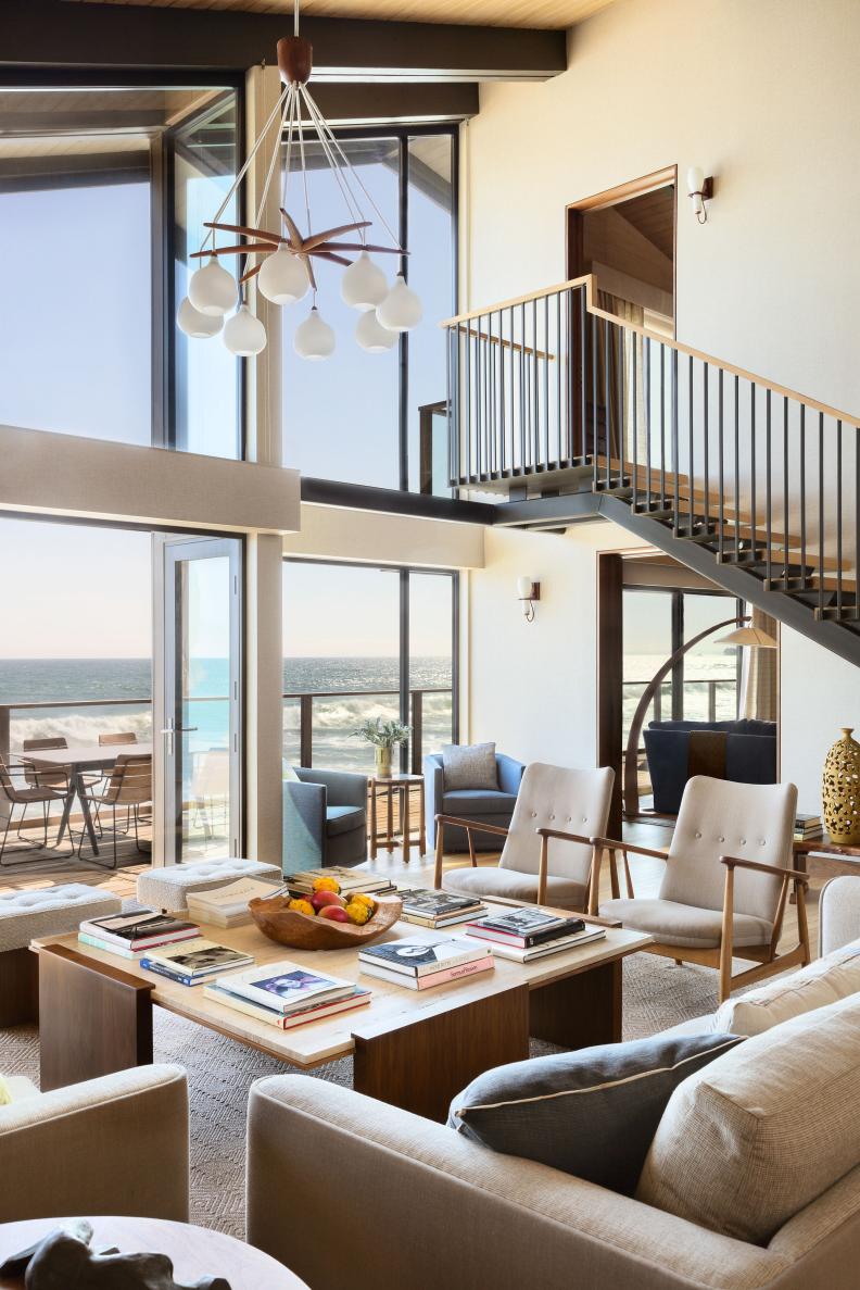 Midcentury Modern Oceanfront Living Room