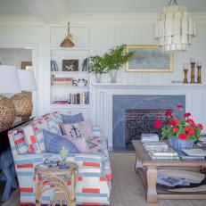 Nautical Blue, Red, and White Living Room