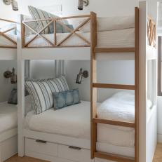 Neutral Bedroom With Bunk Beds And Storage