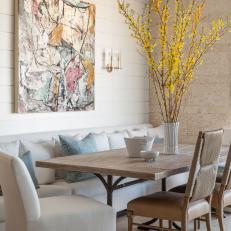 Neutral Dining Area With Bright Pops Of Color