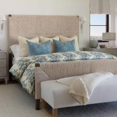 Neutral Bedroom With Blue Accents