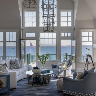 Nautical-Themed Great Room With an Ocean View 