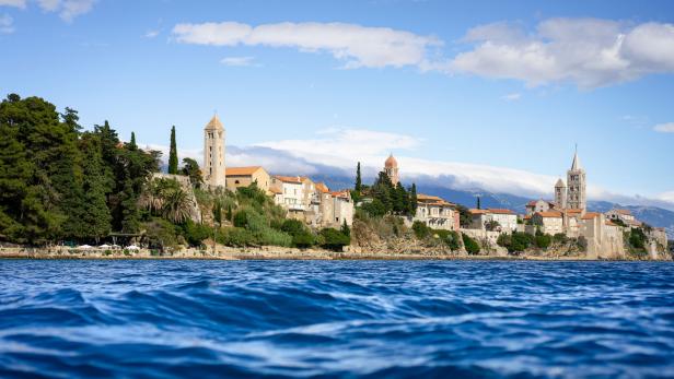 A view from the sea of the shoreline in Croatia.