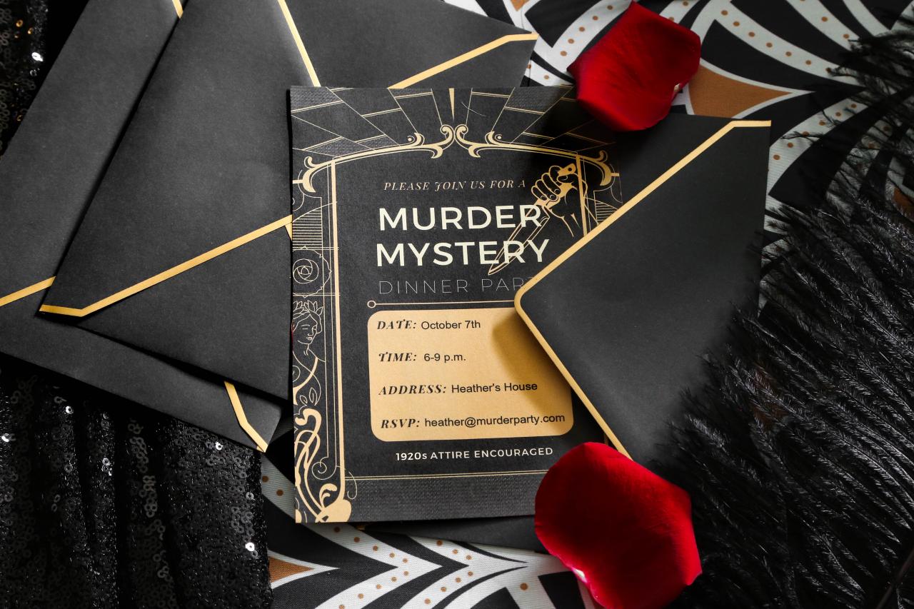 1920s Murder Mystery Dinner Invitation Party Birthday Invite 