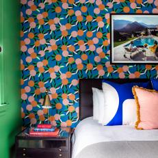 Colorful Bedroom With Graphic Citrus Wallpaper