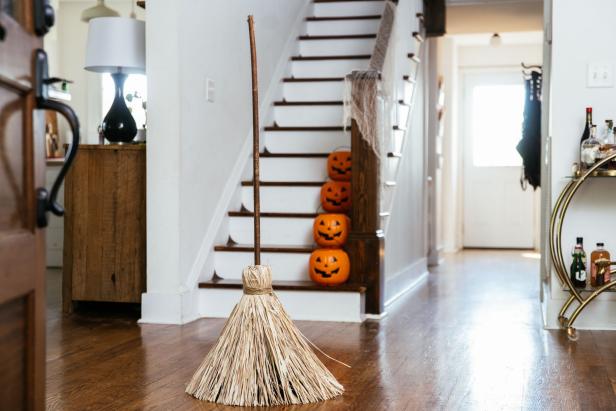 Witch Broom that stands and moves on its own.