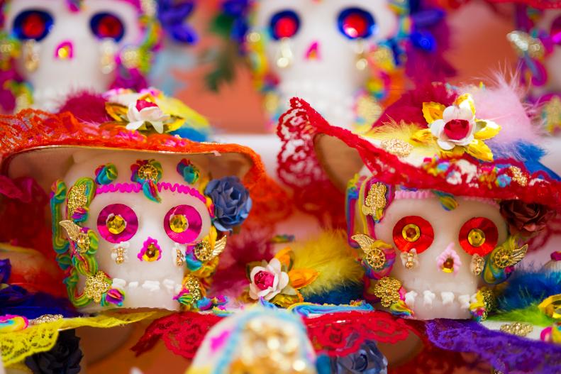 Candy skulls for the day of the dead in Mexico