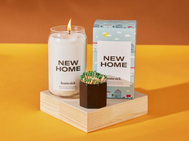 new home candle with box and matches