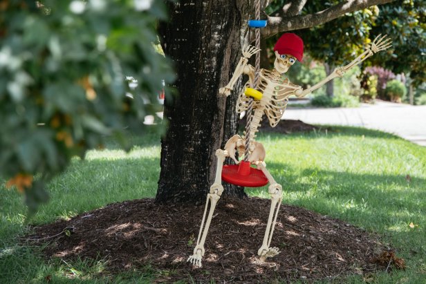 Skeleton on a swing
