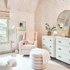 Pink Contemporary Nursery With Rocking Lamb