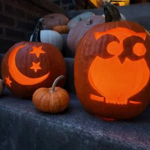 Halloween Pumpkin Carving: Moon and Stars and Owl
