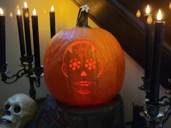 Halloween Jack-O-'Lantern Sugar Skull Face