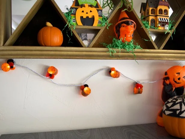 Halloween String Lights Made From Paper Towel Rolls