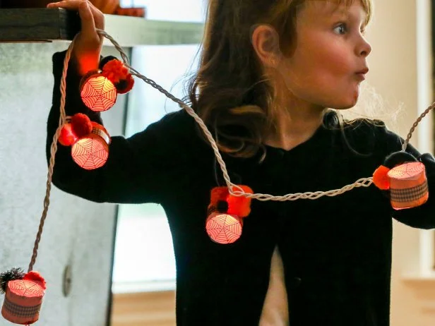 Halloween String Lights Made From Paper Towel Rolls