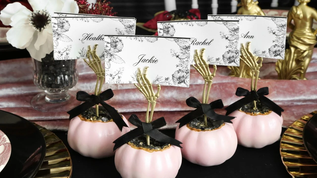 Skeleton Hand Place Cards for Halloween Table Setting | HGTV