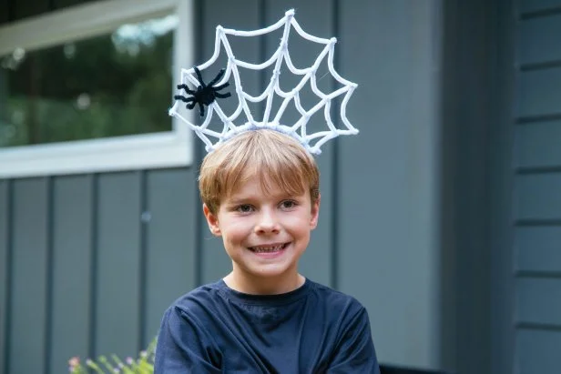 This creepy Spider's Web Halloween headband is and easy to DIY and fun to wear.