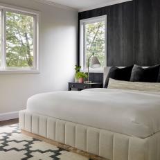 Contemporary Black and White Bedroom With Accent Wall