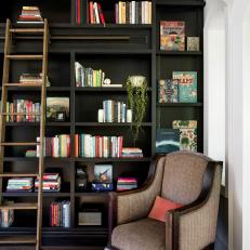 Living Space With Built-In Bookcase and Reading Corner