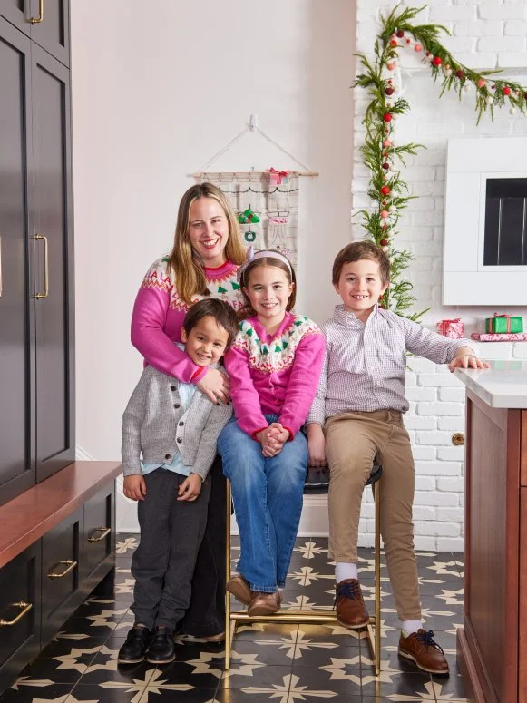 A BlackandWhite Connecticut Kitchen Decorated for Christmas