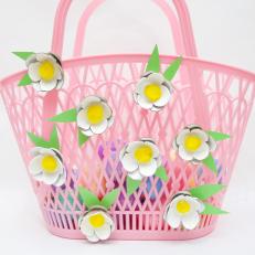 Pink Baskets With Flowers Made From Egg Cartons