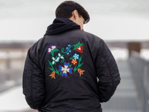 Ojibwe-Style Embroidered Bomber Jacket