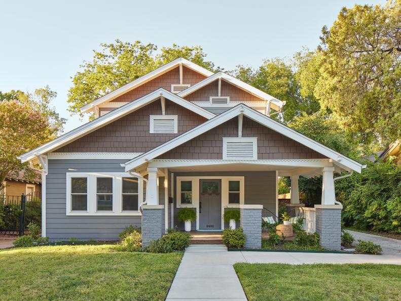 Gray and White Craftsman House Exterior