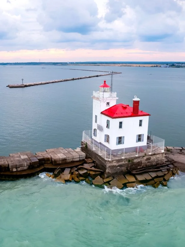 Red and White Lighthouse in Ohio