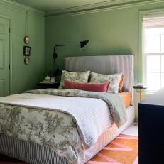 Green, Cottage-Style Bedroom