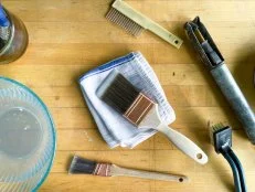 A Paint Brush Drying on a Cloth