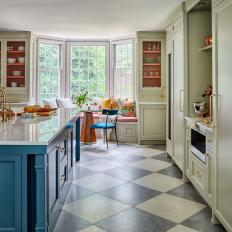 Green, Blue, and Coral Cottage Kitchen