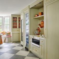 Dusty Sage Green Kitchen Cabinets With Brass Hardware