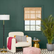 Contemporary, Color-Drenched Green Living Room