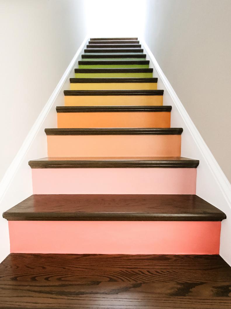 Stairs With Multicolor Painted Risers