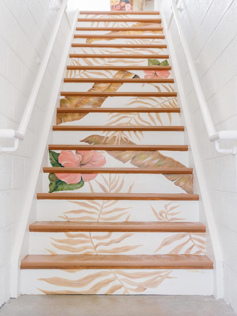 Staircase With Floral Painted Steps