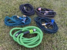 Check off all your yard to-dos and save major storage space with these lightweight expandable garden hoses.
