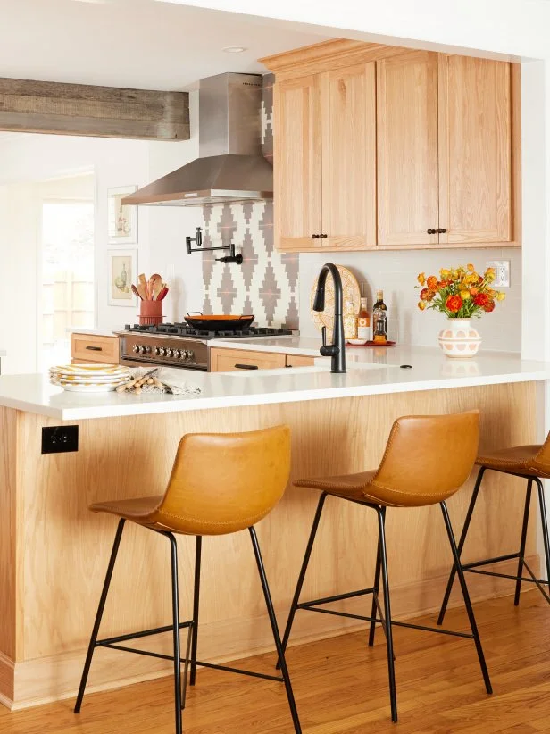 Modern-Rustic Kitchen With Natural Wood and Cement Tiles