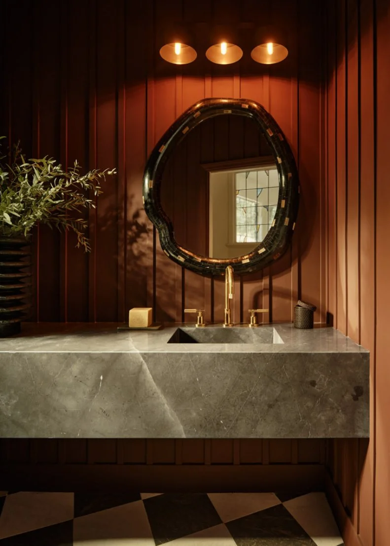 Brown and Green Powder Room