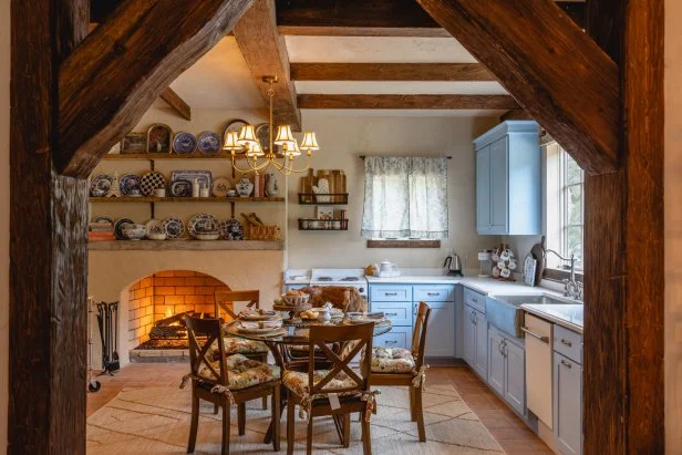 Eat In Kitchen With Blue Cabinets