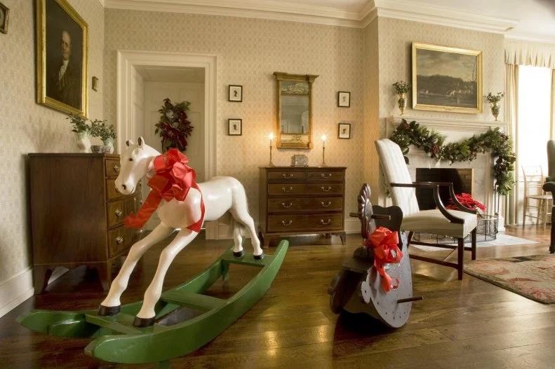 Generations of the DuPont family lived at Eleutherian Mills, the first du Pont family home built in America. And each year residents of Wilmington, Delaware can enjoy the home decorated for Christmas often with period decor that captures the traditions and style of a previous generation.