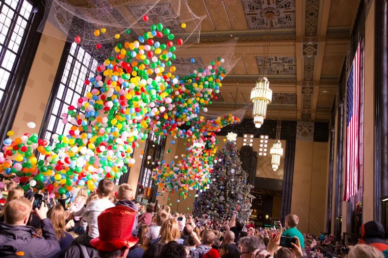 Every Christmas the Durham Museum celebrates the holiday with a nod to history. A tradition that began in the 1930s had Union Pacific employees cutting a tree along the railroad line in the Pacific Northwest to be displayed in Omaha’s Union Station. In 1971, Union Station closed and was replaced with the Western Heritage Museum in 1975. The museum honors that historic tradition of placing a tree in Union Station each year by placing a tree in the Durham Museum waiting room to continue  the Christmas at Union Station tradition.
