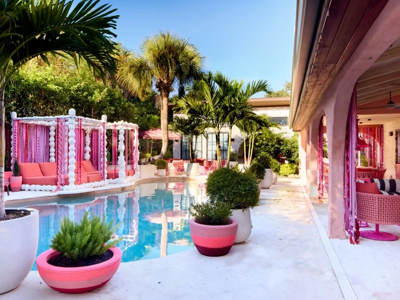 Pool With Pink Cabanas