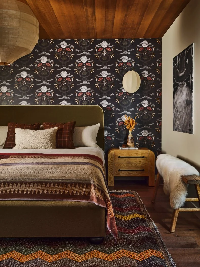 Wallpapered Bedroom With Vintage and Western Accents