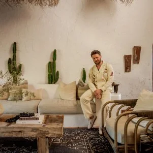 Bobby Berk's desert oasis, called Casa Tierra, features natural textures and colors inspired by its surroundings.