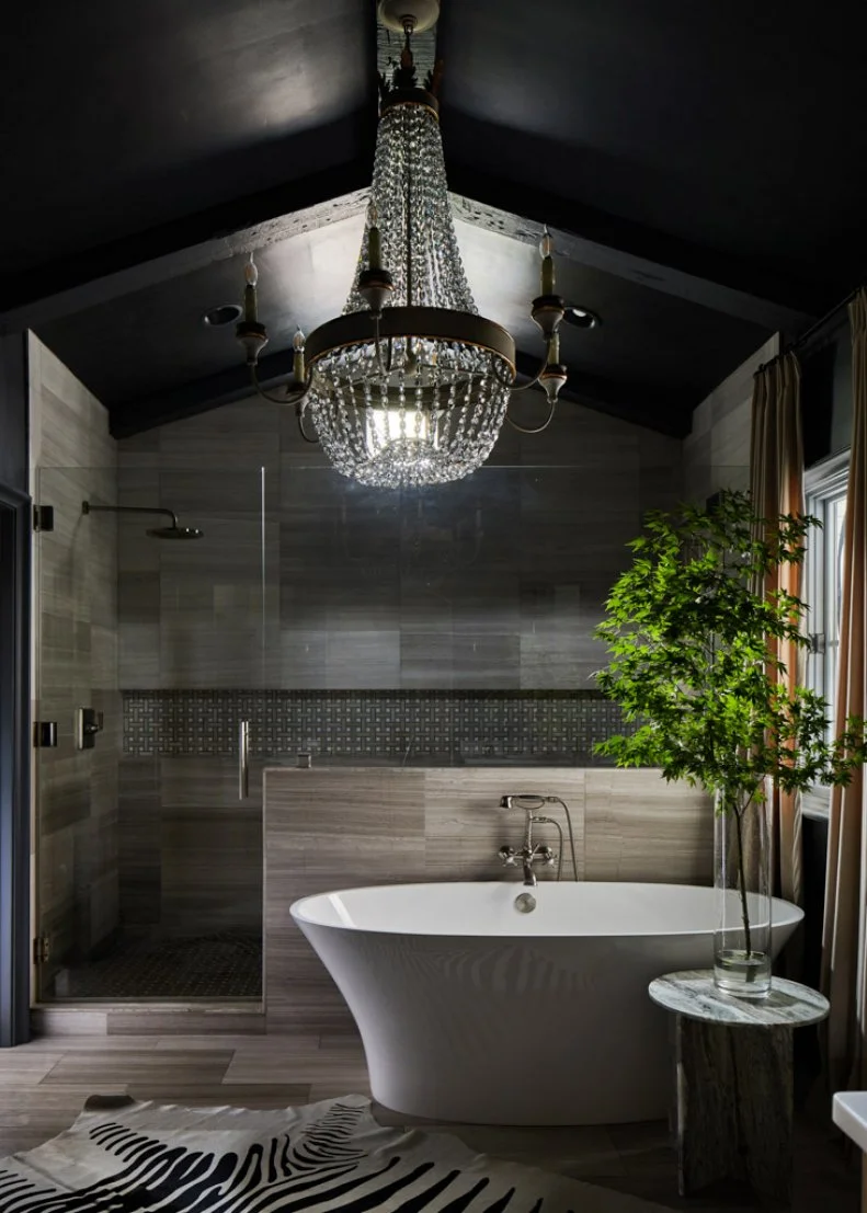 Spa Bathroom With Black Ceiling
