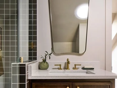 See the Modern Upstairs Bathroom
